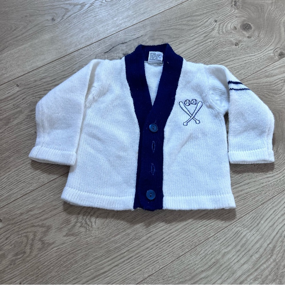 Vintage baseball acrylic cardigan size 12 months